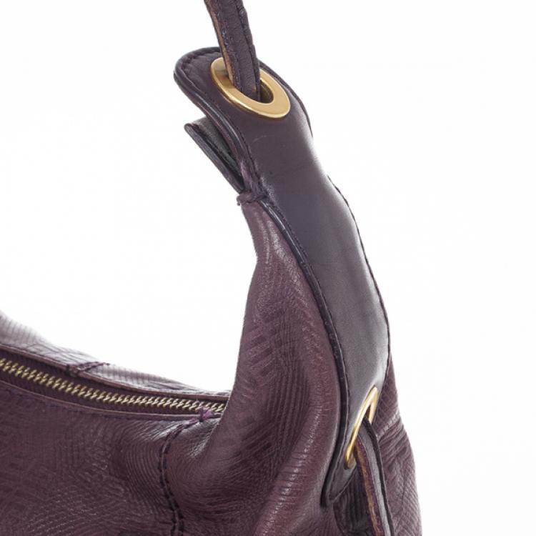 Pre Owned Givenchy Violet Monogram Embossed Leather Hobo