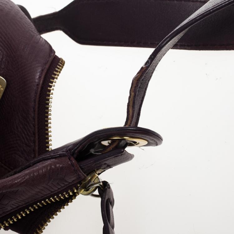 Pre Owned Givenchy Violet Monogram Embossed Leather Hobo