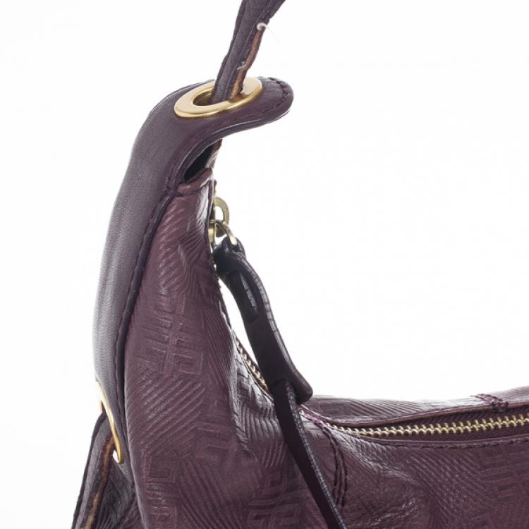 Pre Owned Givenchy Violet Monogram Embossed Leather Hobo