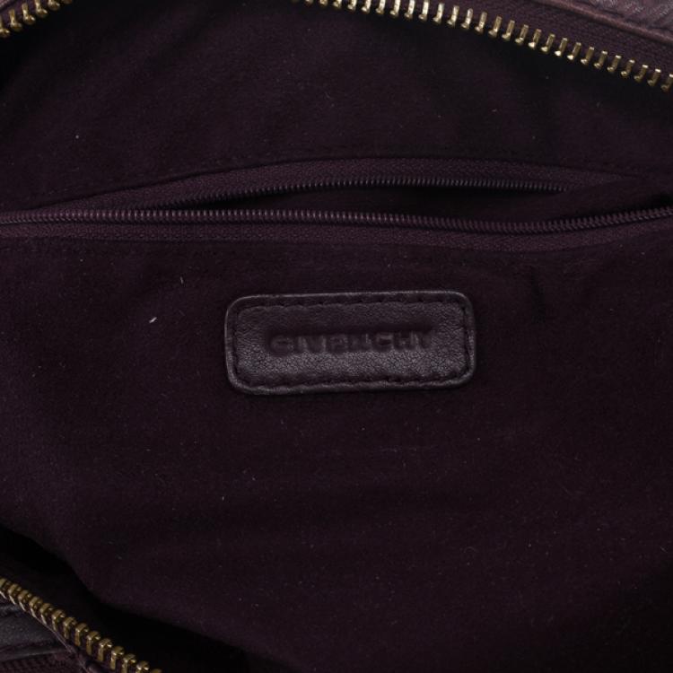 Pre Owned Givenchy Violet Monogram Embossed Leather Hobo