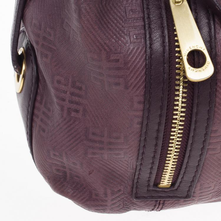 Pre Owned Givenchy Violet Monogram Embossed Leather Hobo