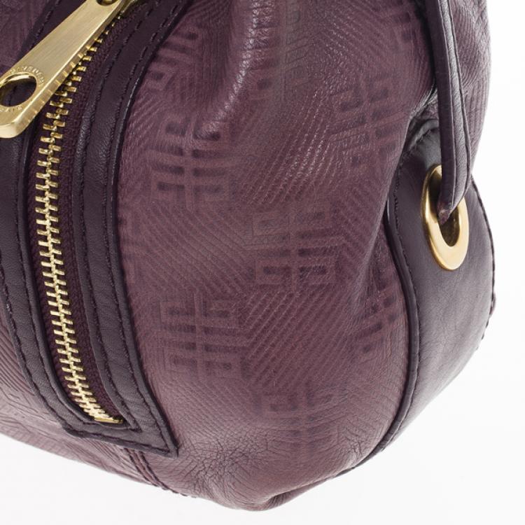 Pre Owned Givenchy Violet Monogram Embossed Leather Hobo