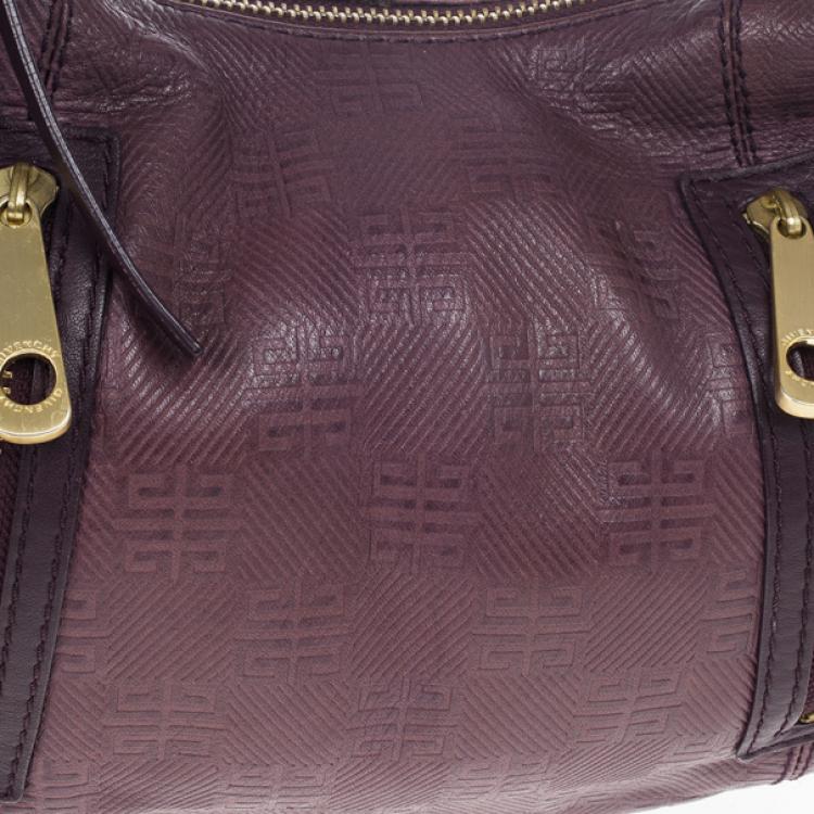 Pre Owned Givenchy Violet Monogram Embossed Leather Hobo