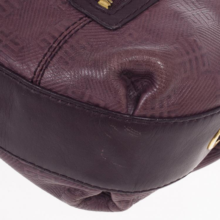 Pre Owned Givenchy Violet Monogram Embossed Leather Hobo