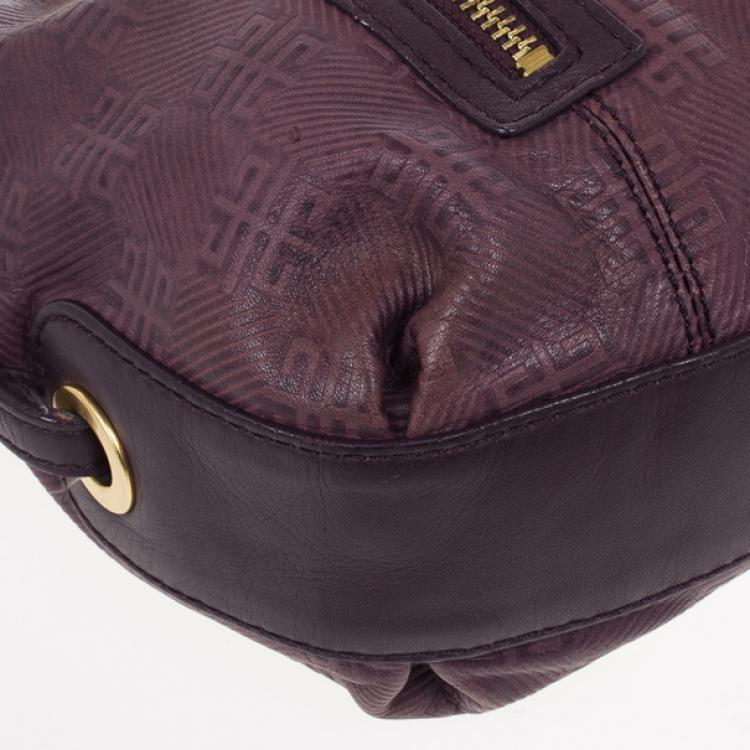 Pre Owned Givenchy Violet Monogram Embossed Leather Hobo