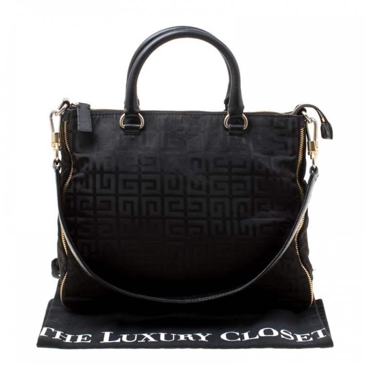 Pre Owned Givenchy Black Signature Nylon and Leather Top Handle Bag