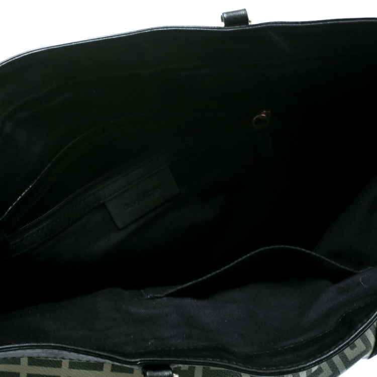 Pre Owned Givenchy Grey/Black Coated Canvas and Leather Shopper Tote