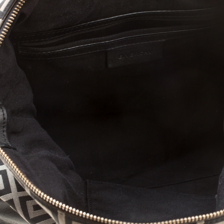 Pre Owned Givenchy Grey/Black Signature Canvas Top Handle Bag