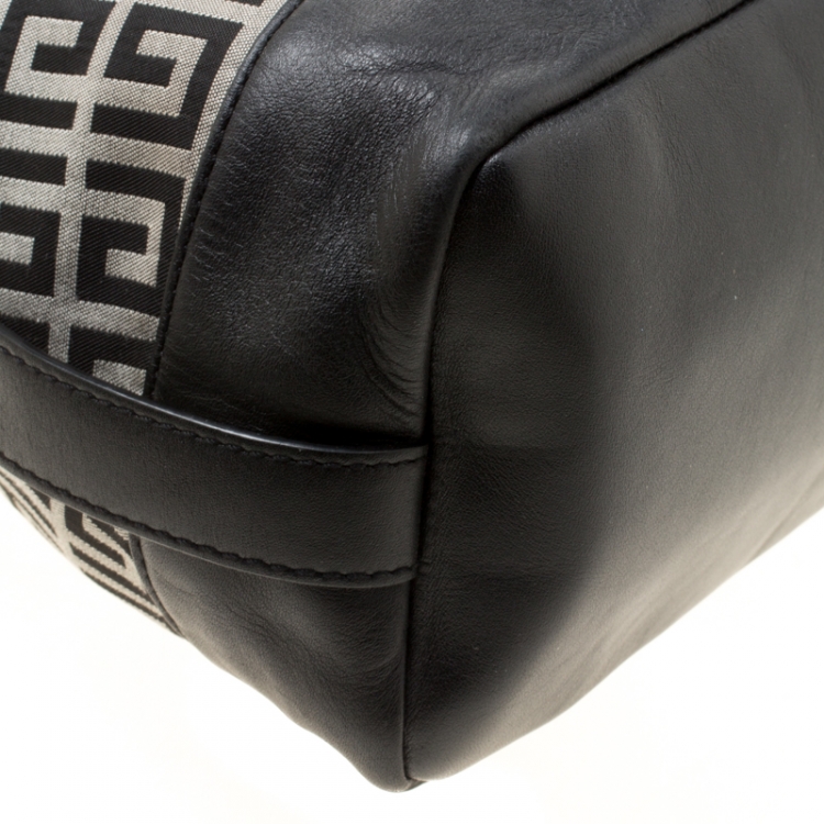 Pre Owned Givenchy Grey/Black Signature Canvas Top Handle Bag