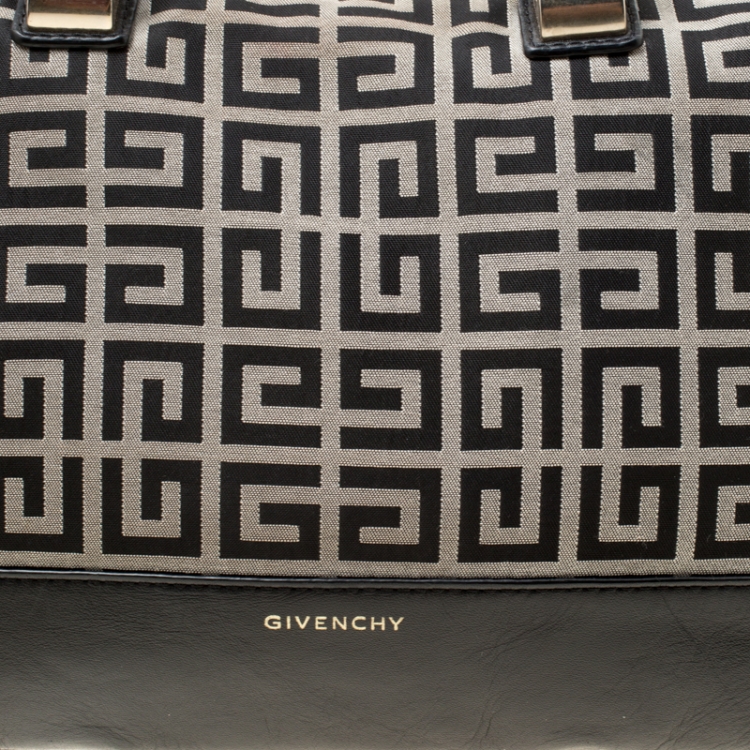 Pre Owned Givenchy Grey/Black Signature Canvas Top Handle Bag