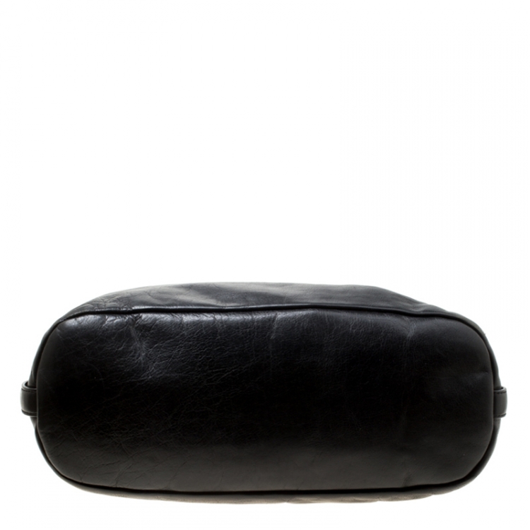 Pre Owned Givenchy Black Crackled Leather Top Handle Bag