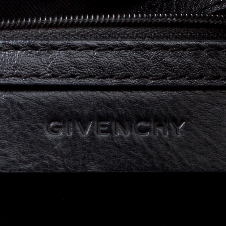 Pre Owned Givenchy Black Crackled Leather Top Handle Bag