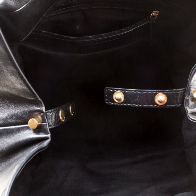 Pre Owned Givenchy Black Crackled Leather Top Handle Bag