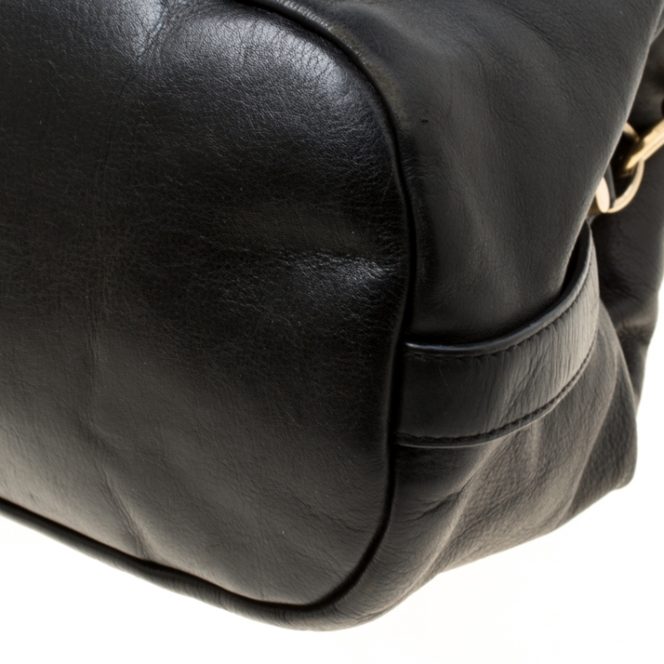 Pre Owned Givenchy Black Crackled Leather Top Handle Bag