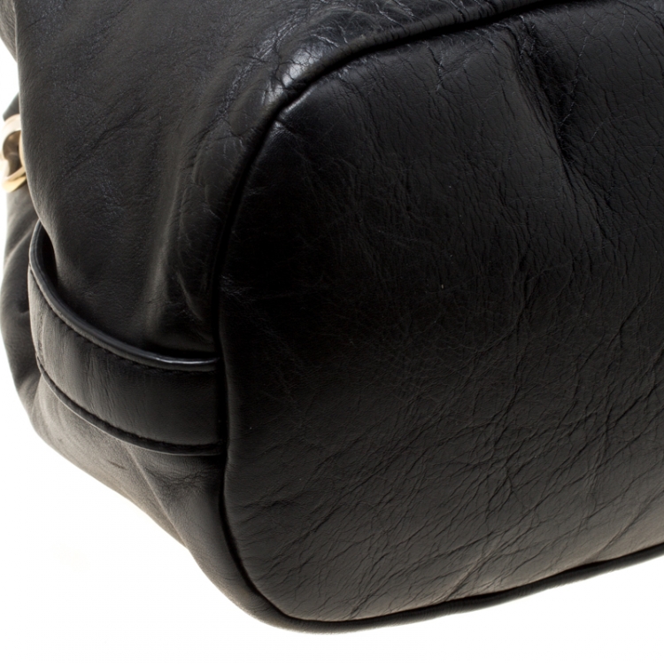 Pre Owned Givenchy Black Crackled Leather Top Handle Bag