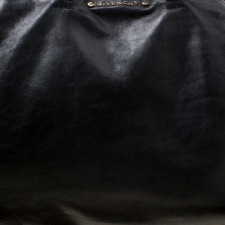 Pre Owned Givenchy Black Crackled Leather Top Handle Bag