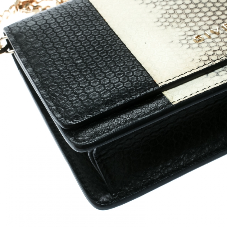 Pre Owned Givenchy Monochrome Python Embossed Leather Clutch 