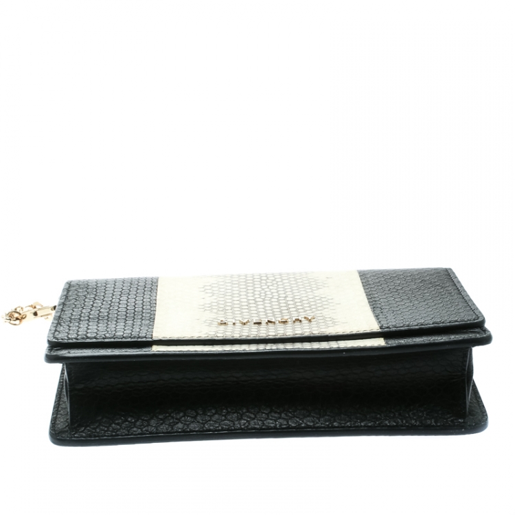Pre Owned Givenchy Monochrome Python Embossed Leather Clutch 