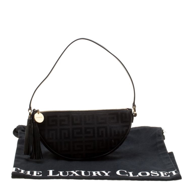 Pre Owned Givenchy Black Signature Canvas Shoulder Bag