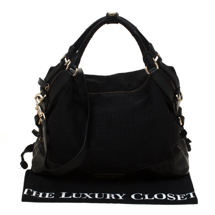 Pre Owned Givenchy Black Signature Canvas and Leather Top Handle Bag