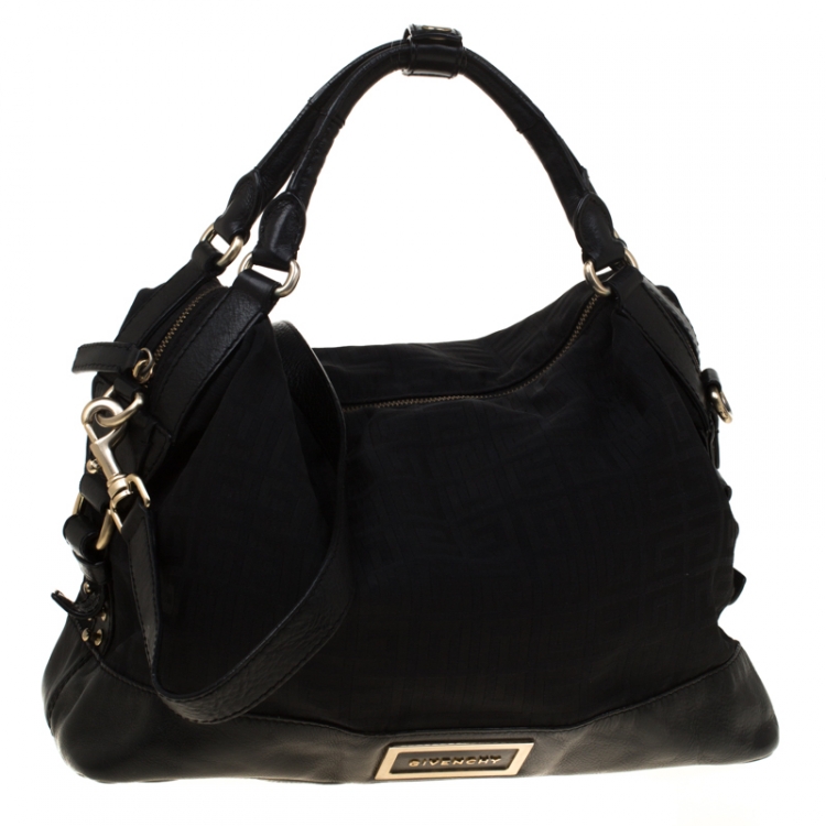 Pre Owned Givenchy Black Signature Canvas and Leather Top Handle Bag