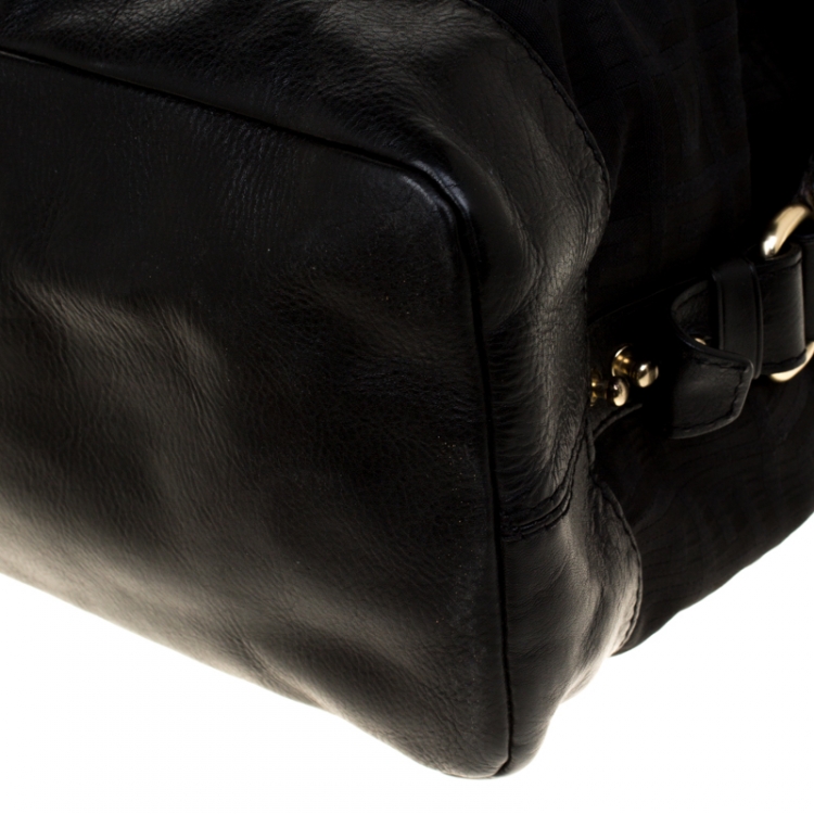 Pre Owned Givenchy Black Signature Canvas and Leather Top Handle Bag