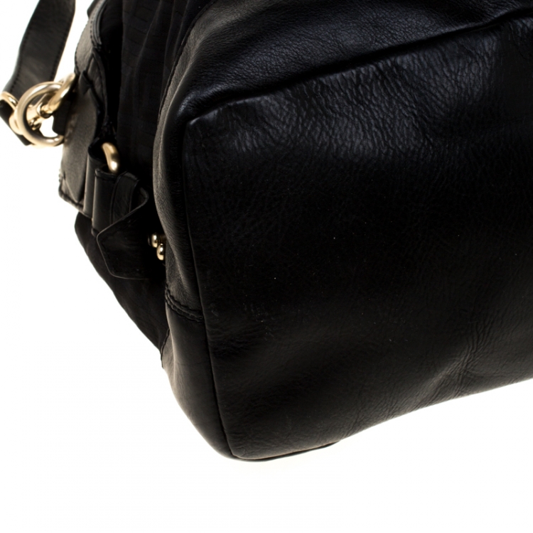 Pre Owned Givenchy Black Signature Canvas and Leather Top Handle Bag