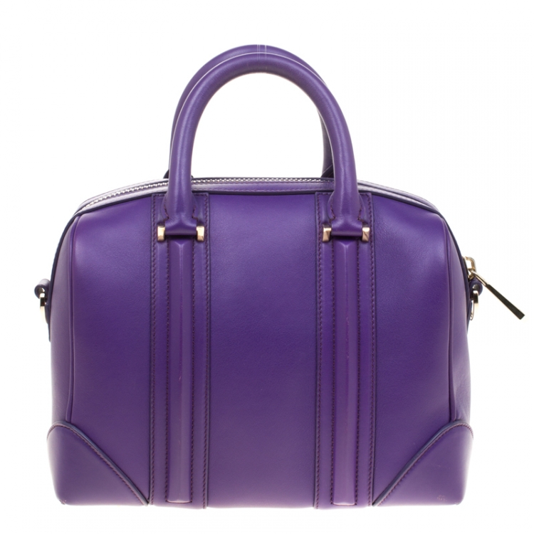 Pre Owned Givenchy Purple Leather Mini Lucrezia Duffel Bag