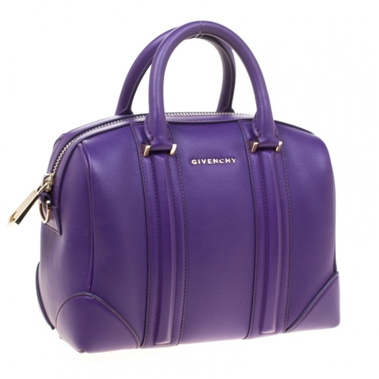 Pre Owned Givenchy Purple Leather Mini Lucrezia Duffel Bag