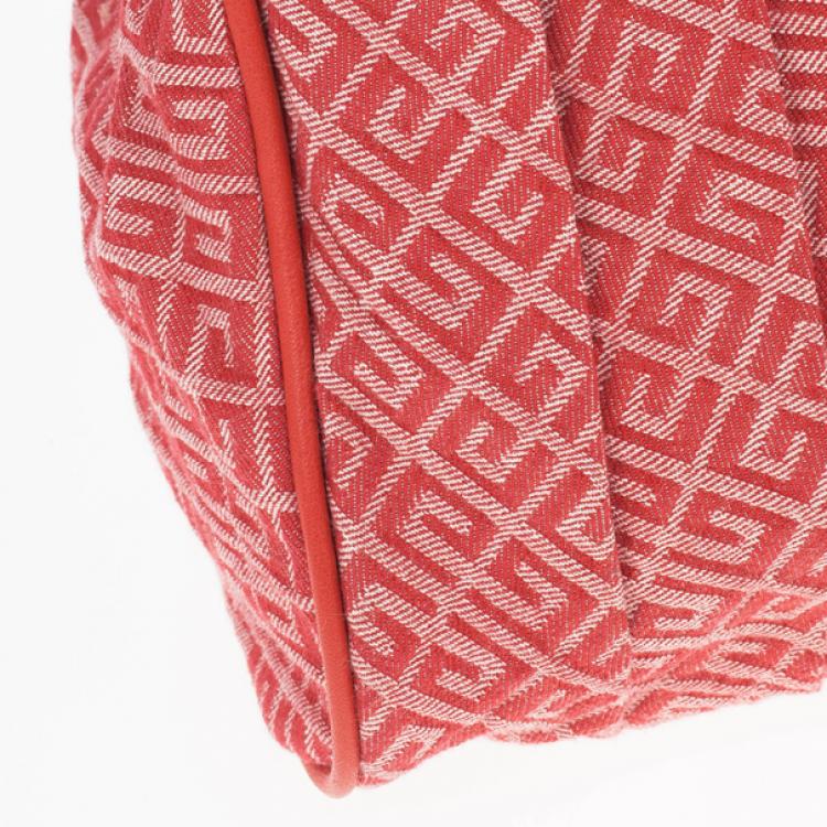 Pre Owned Givenchy Red Canvas Monogram and Leather Satchel 