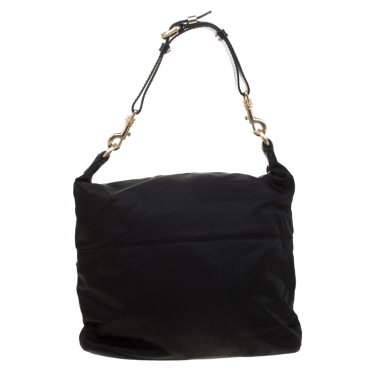Pre Owned Givenchy Black Nylon and Leather Studded Hobo