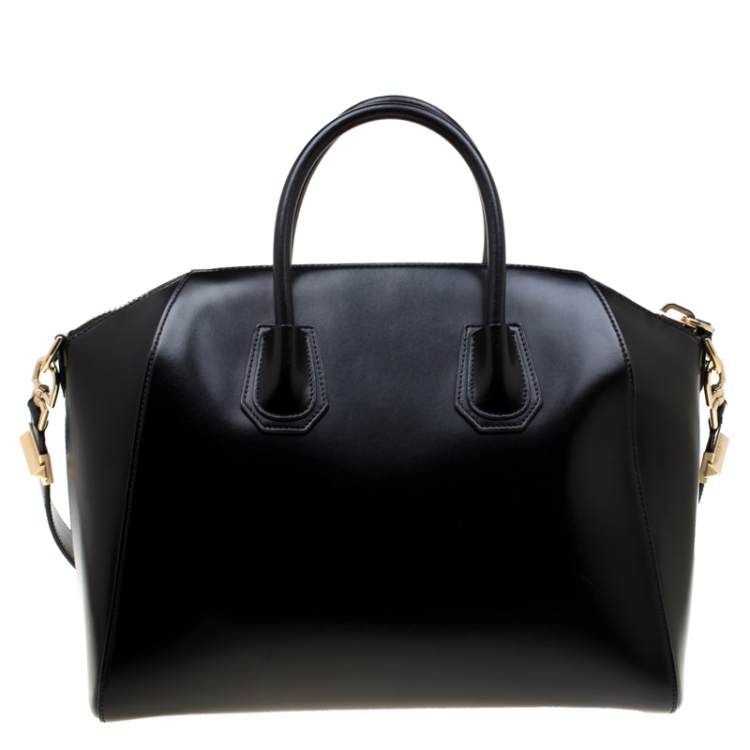 Pre Owned Givenchy Black Leather Antigona Top Handle Bag