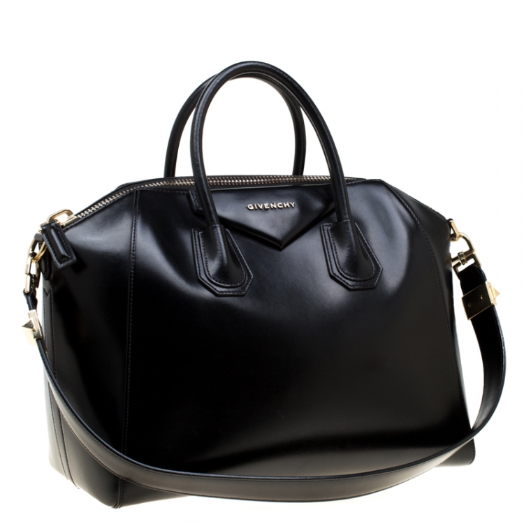 Pre Owned Givenchy Black Leather Antigona Top Handle Bag