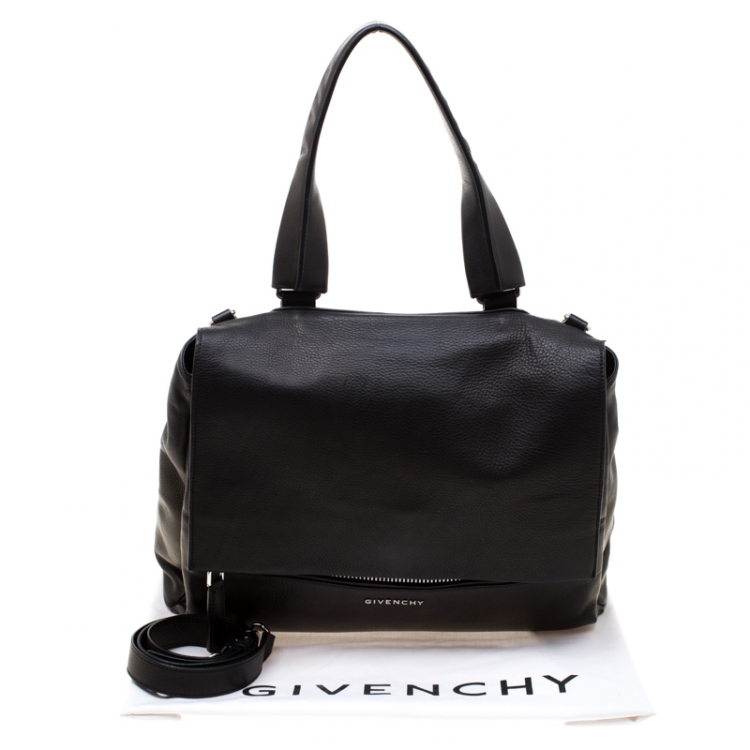 Pre Owned Givenchy Black Leather Pandora Flap Top Handle Bag