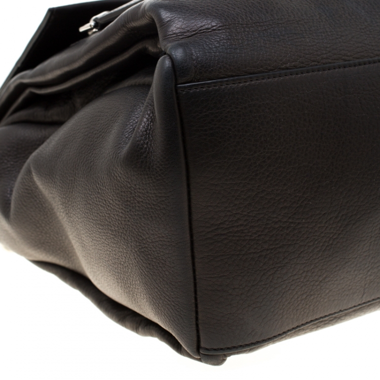 Pre Owned Givenchy Black Leather Pandora Flap Top Handle Bag