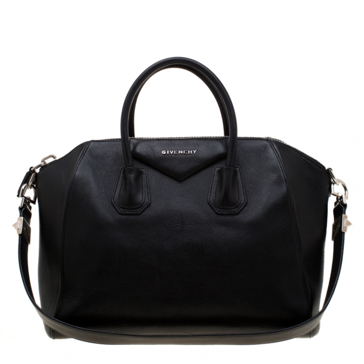 Pre Owned Givenchy Black Leather Antigona Top Handle Bag