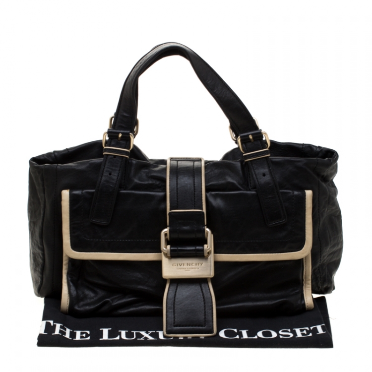 Pre Owned Givenchy Black/Cream Leather Satchel