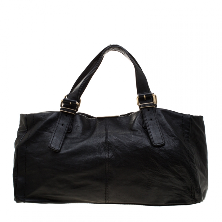 Pre Owned Givenchy Black/Cream Leather Satchel
