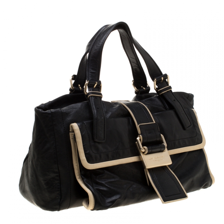 Pre Owned Givenchy Black/Cream Leather Satchel