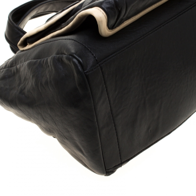 Pre Owned Givenchy Black/Cream Leather Satchel