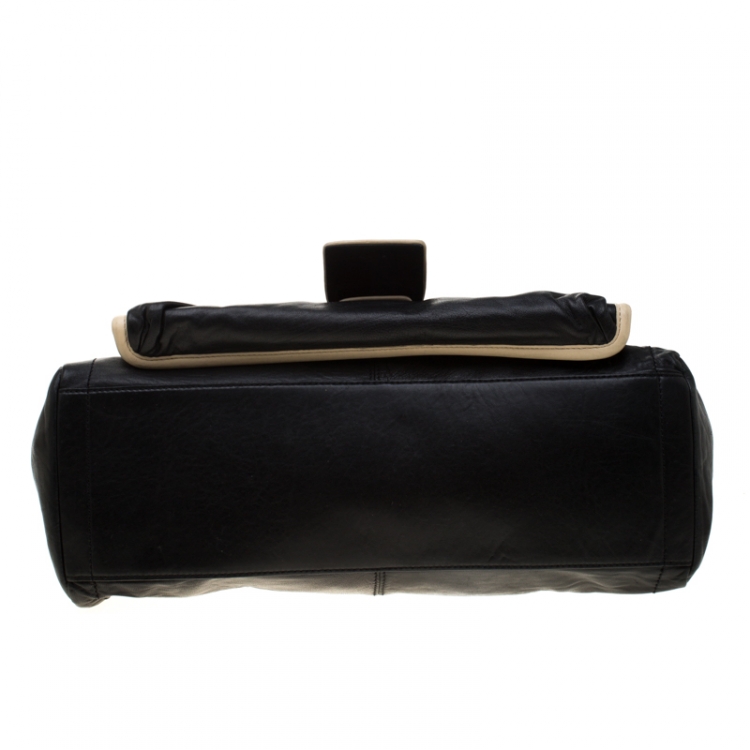 Pre Owned Givenchy Black/Cream Leather Satchel