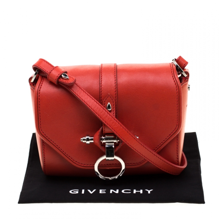 Pre Owned Givenchy Red Leather Small Obsedia Crossbody Bag