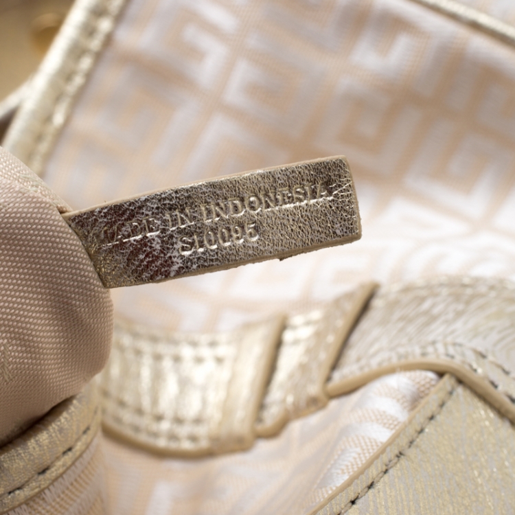 Pre Owned Givenchy Beige/Gold Fabric and Leather Hobo