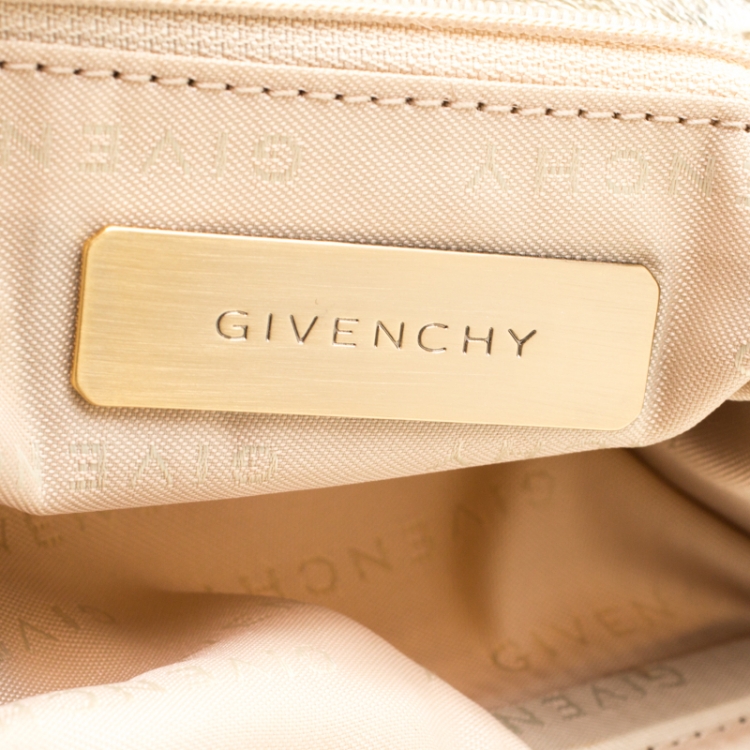 Pre Owned Givenchy Beige/Gold Fabric and Leather Hobo