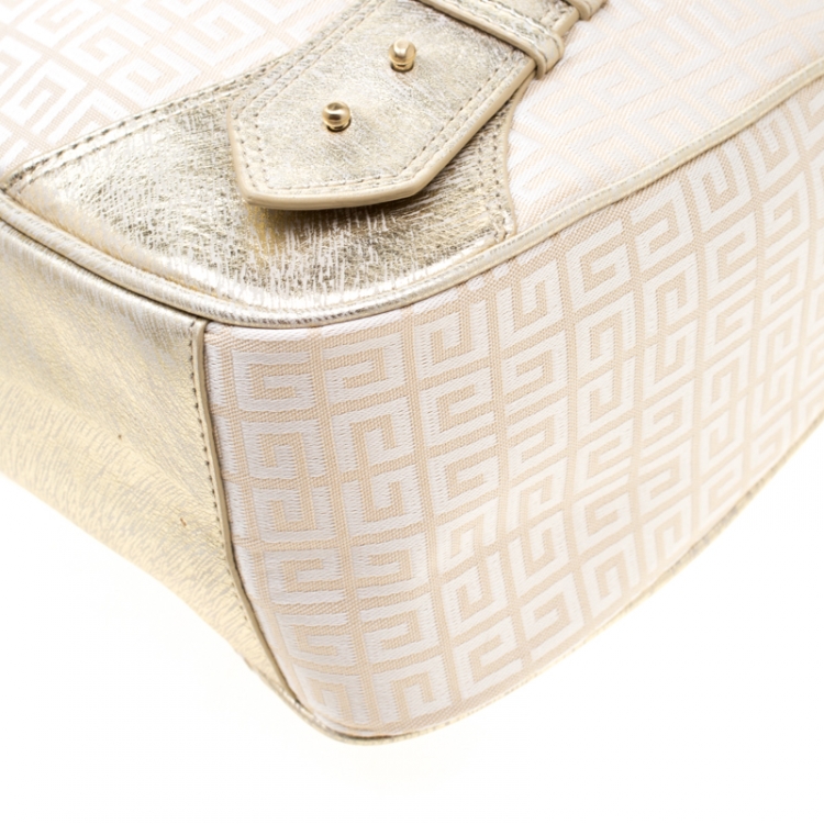 Pre Owned Givenchy Beige/Gold Fabric and Leather Hobo