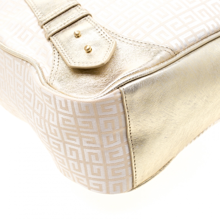 Pre Owned Givenchy Beige/Gold Fabric and Leather Hobo