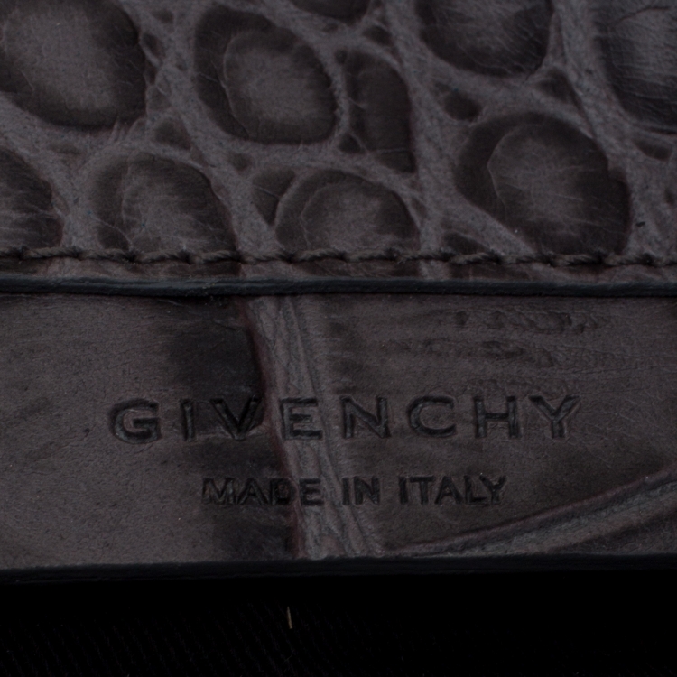 Pre Owned Givenchy Grey Croc Embossed Leather Antigona Envelope Clutch