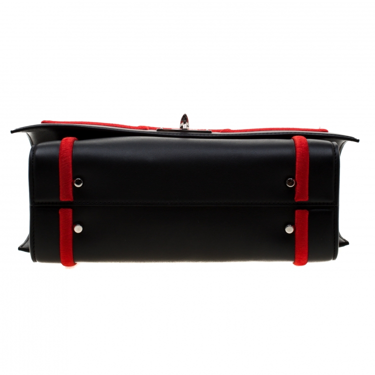 Pre Owned Givenchy Black/Red Leather Shark Tooth Shoulder Bag