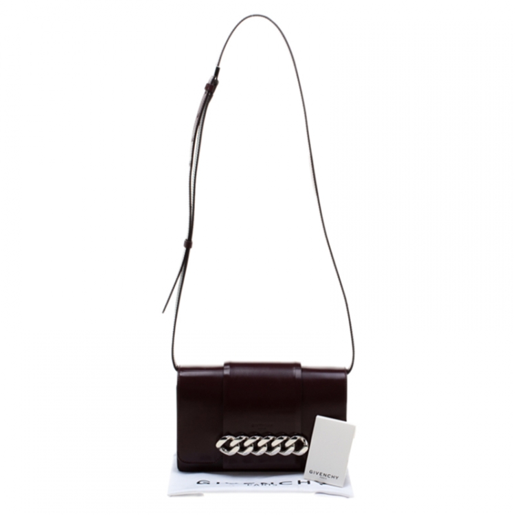 Pre Owned Givenchy Burgundy Leather Small Infinity Shoulder Bag