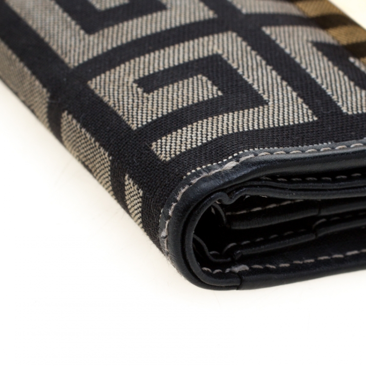Pre Owned Givenchy Beige/Black Canvas Compact Wallet